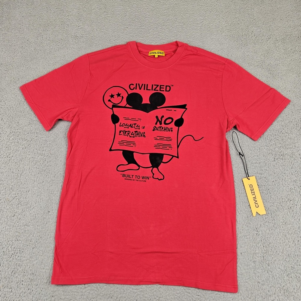 Civilized Shirt‎ Mens Large Red Loyalty Is Everything No Snitching Graphic Tee